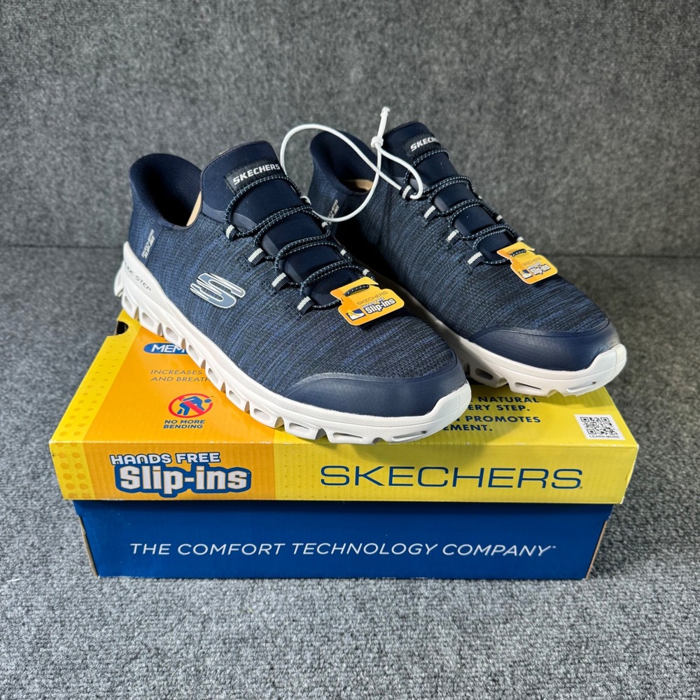 Skechers Mens Slip-ins Glide-Step Zefyr Navy Wide Sneakers 233011W/NVY Size 13